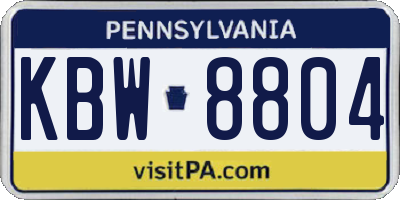 PA license plate KBW8804