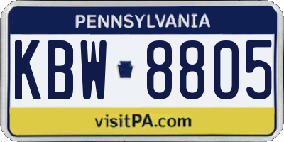 PA license plate KBW8805