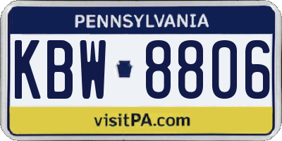 PA license plate KBW8806