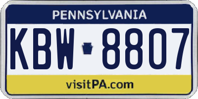 PA license plate KBW8807