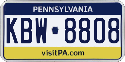 PA license plate KBW8808