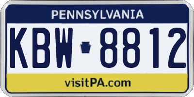 PA license plate KBW8812