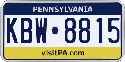 PA license plate KBW8815