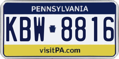 PA license plate KBW8816