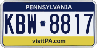 PA license plate KBW8817