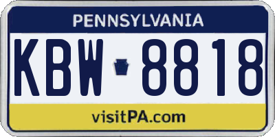 PA license plate KBW8818