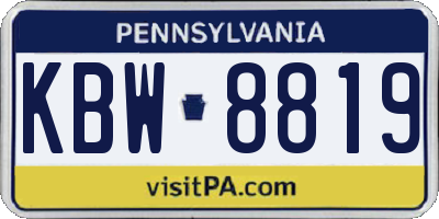 PA license plate KBW8819