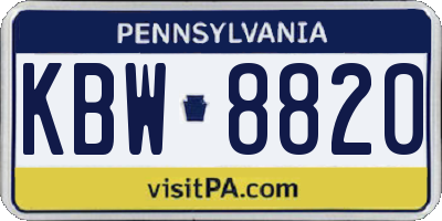 PA license plate KBW8820