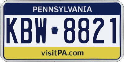 PA license plate KBW8821