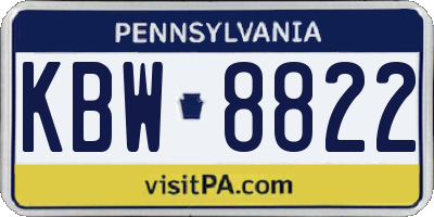 PA license plate KBW8822