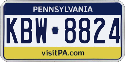 PA license plate KBW8824