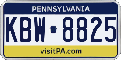 PA license plate KBW8825