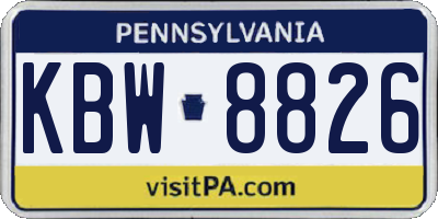 PA license plate KBW8826