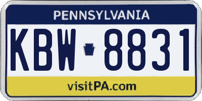 PA license plate KBW8831