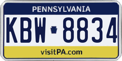 PA license plate KBW8834