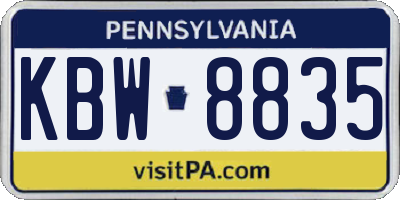 PA license plate KBW8835