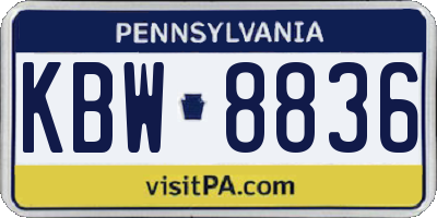 PA license plate KBW8836