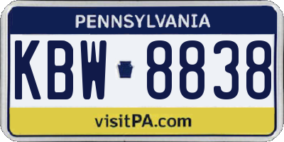 PA license plate KBW8838