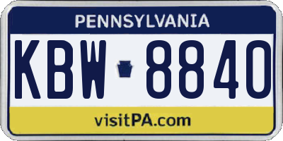 PA license plate KBW8840