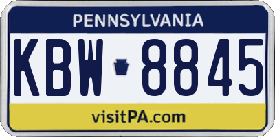 PA license plate KBW8845