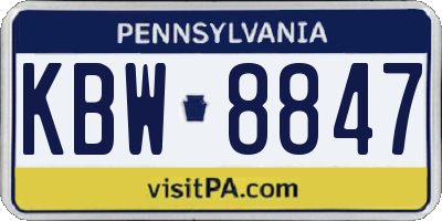 PA license plate KBW8847