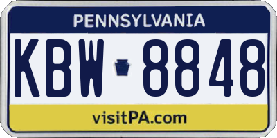 PA license plate KBW8848