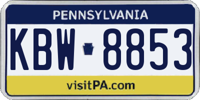 PA license plate KBW8853