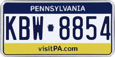 PA license plate KBW8854