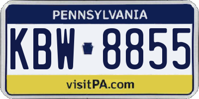 PA license plate KBW8855