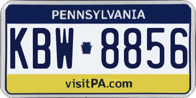 PA license plate KBW8856