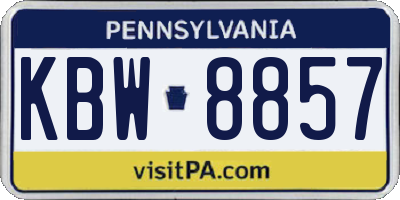 PA license plate KBW8857