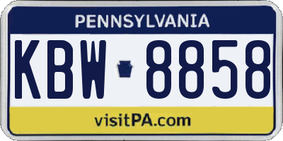 PA license plate KBW8858
