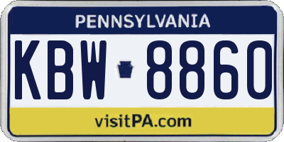 PA license plate KBW8860