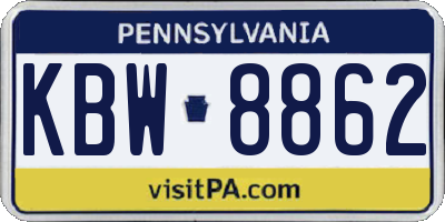 PA license plate KBW8862