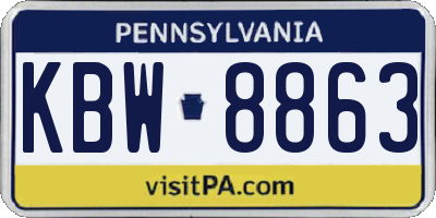 PA license plate KBW8863