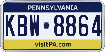 PA license plate KBW8864