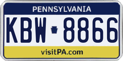 PA license plate KBW8866