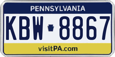 PA license plate KBW8867