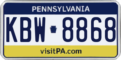 PA license plate KBW8868
