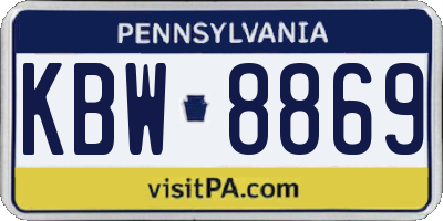 PA license plate KBW8869
