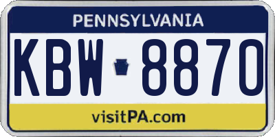 PA license plate KBW8870