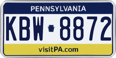 PA license plate KBW8872
