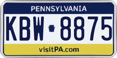 PA license plate KBW8875