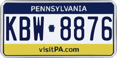 PA license plate KBW8876