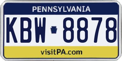 PA license plate KBW8878