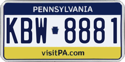 PA license plate KBW8881