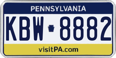 PA license plate KBW8882