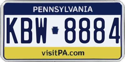 PA license plate KBW8884