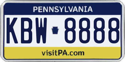 PA license plate KBW8888
