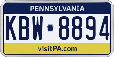 PA license plate KBW8894